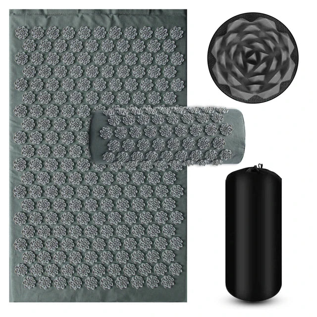 Akupressurmatte Set – Matte, Kissen & Rolle für Rücken, Nacken & Füße