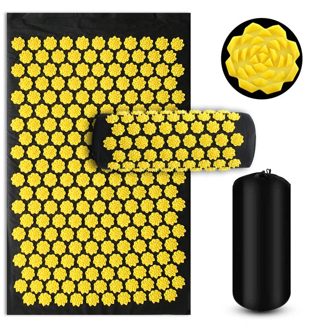 Akupressurmatte Set – Matte, Kissen & Rolle für Rücken, Nacken & Füße