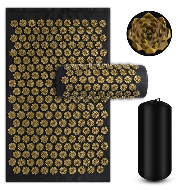Akupressurmatte Set – Matte, Kissen & Rolle für Rücken, Nacken & Füße