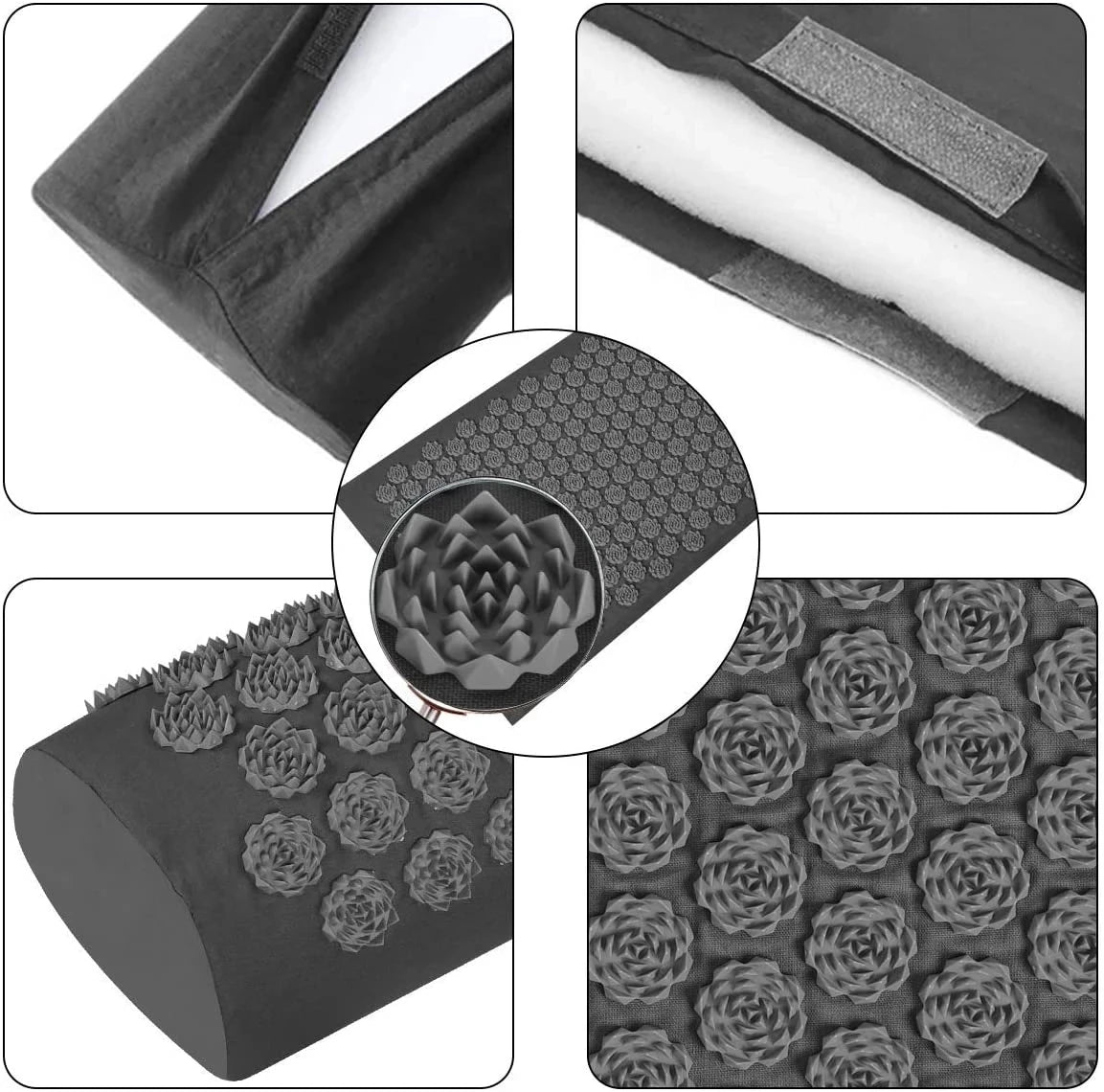 Akupressurmatte Set – Matte, Kissen & Rolle für Rücken, Nacken & Füße