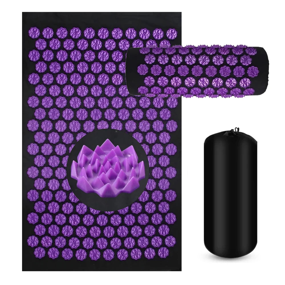 Akupressurmatte Set – Matte, Kissen & Rolle für Rücken, Nacken & Füße