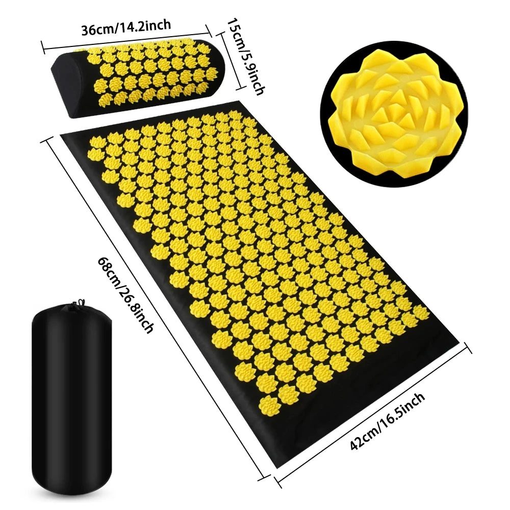 Akupressurmatte Set – Matte, Kissen & Rolle für Rücken, Nacken & Füße