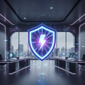 Digitales Superhero Business Konzept mit leuchtendem Schild