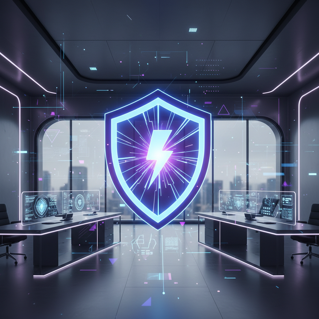 Digitales Superhero Business Konzept mit leuchtendem Schild